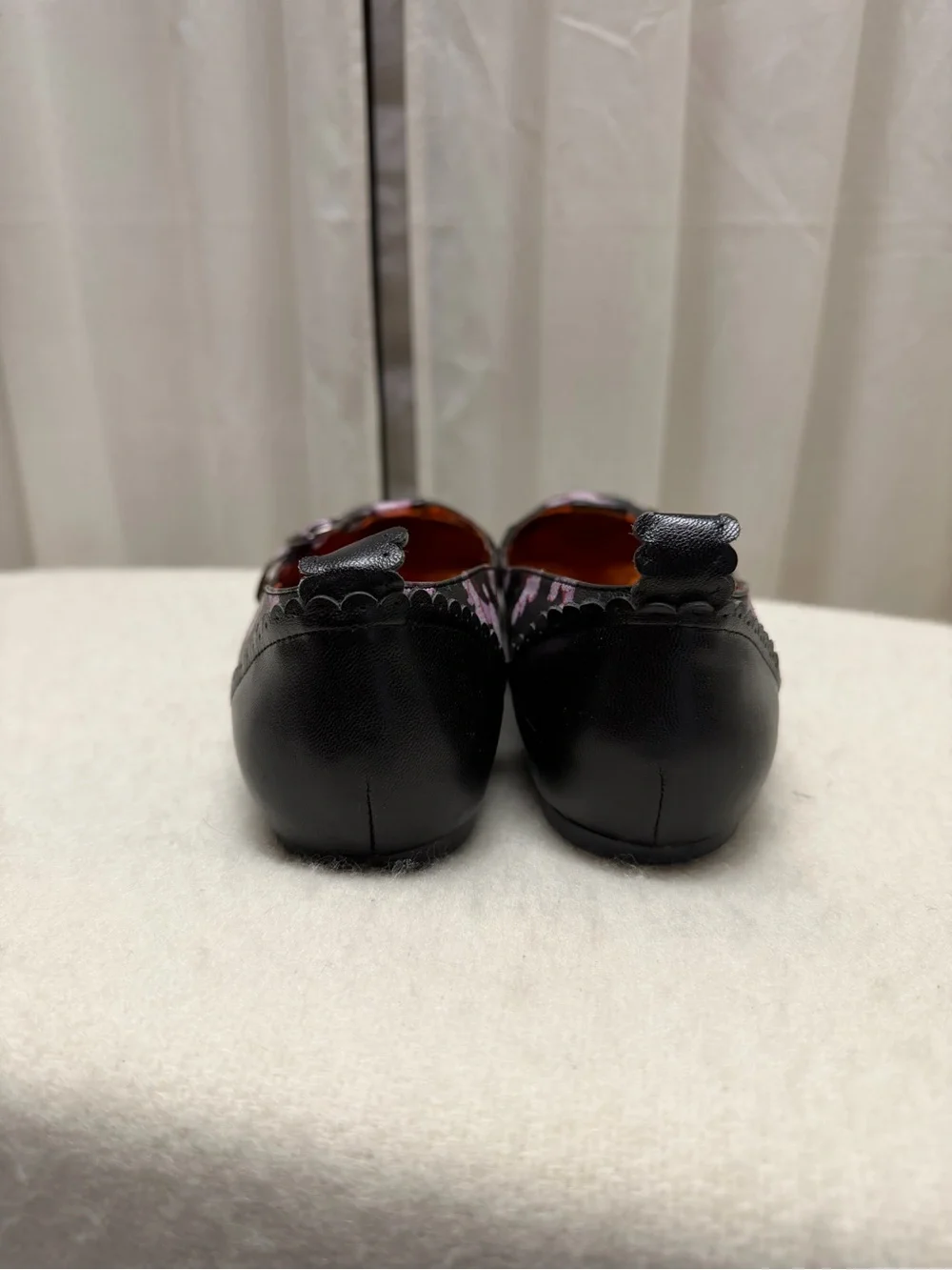 Irregular Choice Black Mary Jane Flats with Pink Poodle Motif
